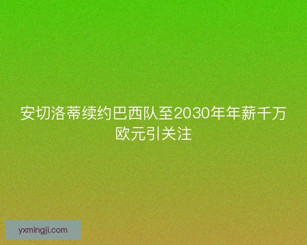 安切洛蒂续约巴西队至2030年年薪千万欧元引关注